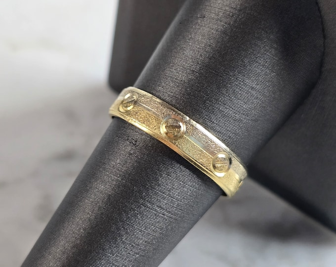 Mens Vintage Estate 18K White & Yellow Gold Wedding Band Ring, 3.7g E5672