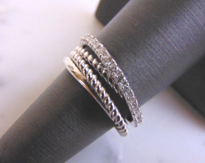 Womens Vintage Estate 14K White Gold Diamond Modernist Ring 6.0g E3516