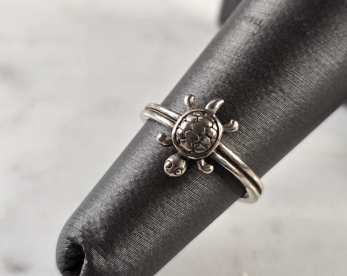 Womens Vintage Estate Sterling Silver Turtle Toe Ring 1.6g, E4560
