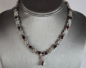 Womens Vintage Estate Sterling Silver Victorian Style Necklace 47.1g E7620