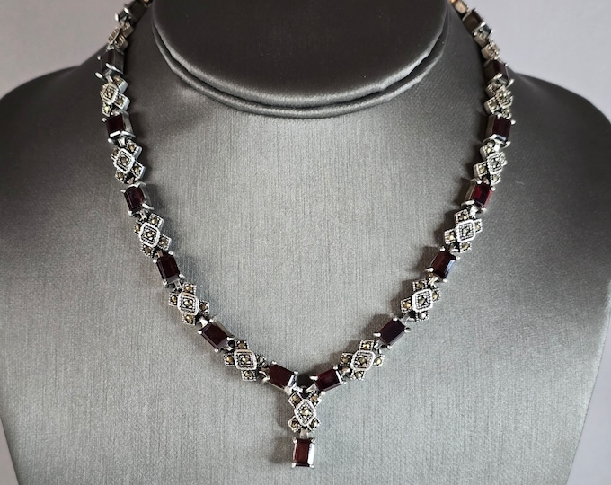 Womens Vintage Estate Sterling Silver Victorian Style Necklace 47.1g E7620