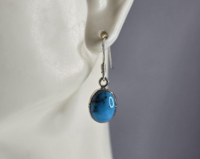 Womens Vintage Estate Sterling Silver Turquoise Earrings 2.9g E5899