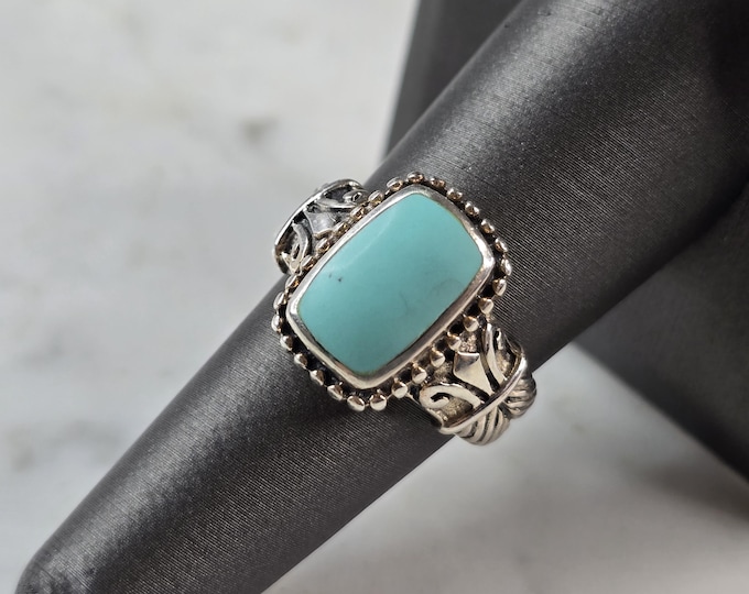 Womens Vintage Estate Sterling Silver Southwestern Turquoise Ring 5.8g E628