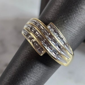 Womens Vintage Estate 10K Yellow Gold Modernist Diamond Ring 2.8g E7385
