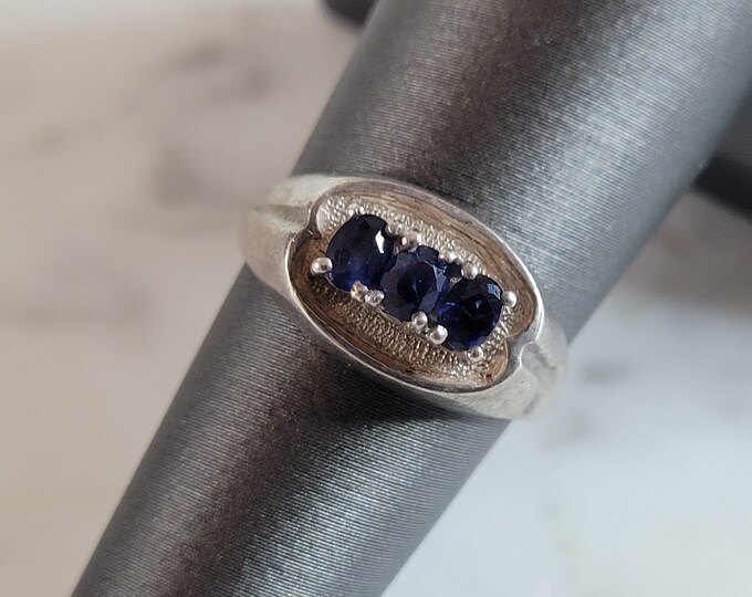 Womens Vintage Estate Sterling Silver Sapphire Ring 4.5g #E2843