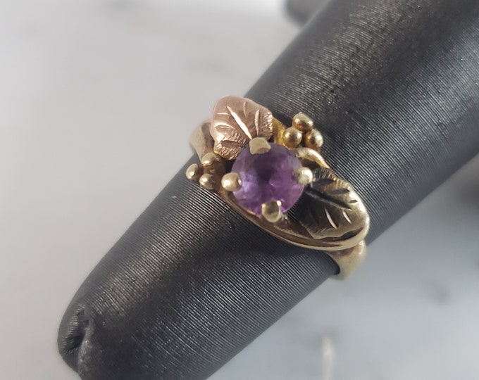 Womens Vintage Estate 10k Gold Amethyst Ring 2.7g E2728