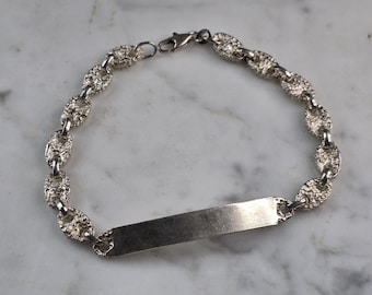 Vintage Solid Sterling Silver ID Bracelet Elco Box Clasp Your Size
