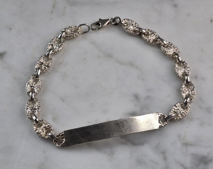 Mens Vintage Estate Sterling Silver ID Bracelet 20.4g E4953