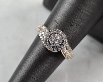 Womens Vintage Estate 10K Yellow Gold Diamond Keepsake Ring 3.7g E3780