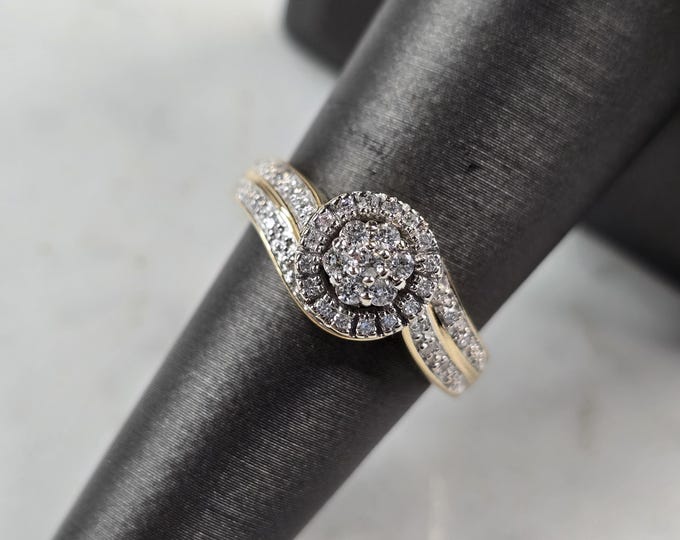 Womens Vintage Estate 10K Yellow Gold Diamond Keepsake Ring 3.7g E3780