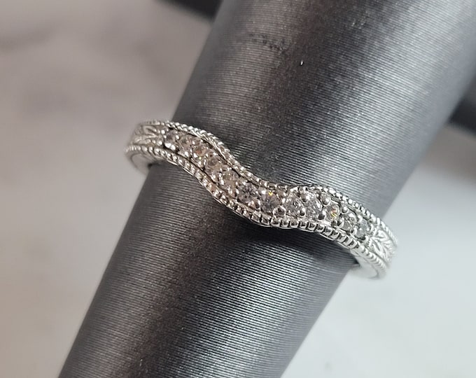 Womens Estate Sterling Silver CZ Spacer Ring 2.6g E1625