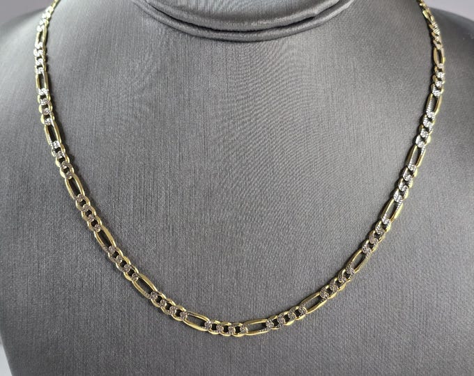 Womens Mens Vintage Estate 10K Yellow & White Gold Chain Necklace 11.9g E5850