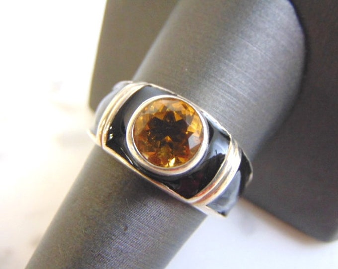 Womens Vintage Estate Sterling Silver Ring w/ Citrine Colored Stone 9.4g #E4475