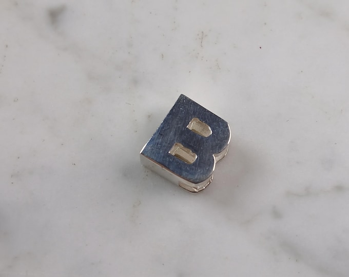 Womens Sterling Silver Initial Block Letter " B " Pendant 4.6g E5081