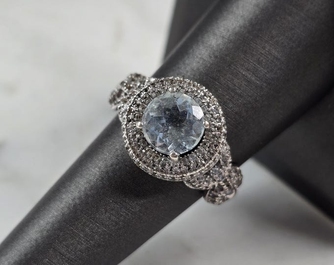 Womens Vintage Estate Sterling Silver Topaz CZ Ring 5.1g #E7501