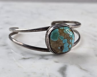 Womens Vintage Sterling Silver Southwestern Turquoise Cuff Bracelet 16.4g E532