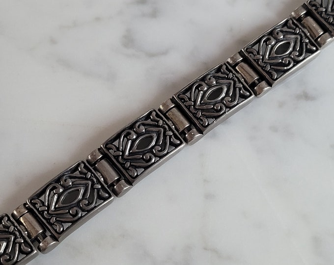 Womens Vintage Estate Sterling Silver Modernist Bracelet, 39.2g #E3722