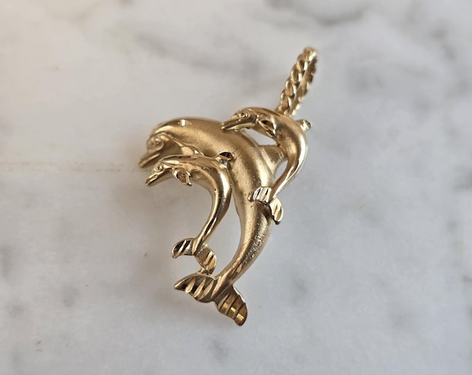 Womens Vintage Estate 14K Gold Michael Anthony Dolphin Pendant 3.3g E7546
