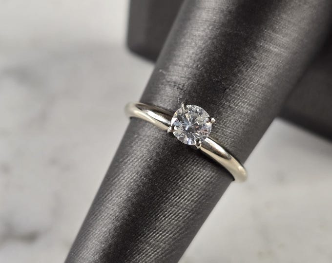 Womens Vintage Estate 14k White Gold Diamond Engagement Ring 2.2g #E1744