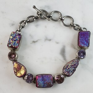 Womens Vintage Estate Sterling Silver Modernist Multi Stone Bracelet 32.6g E6471