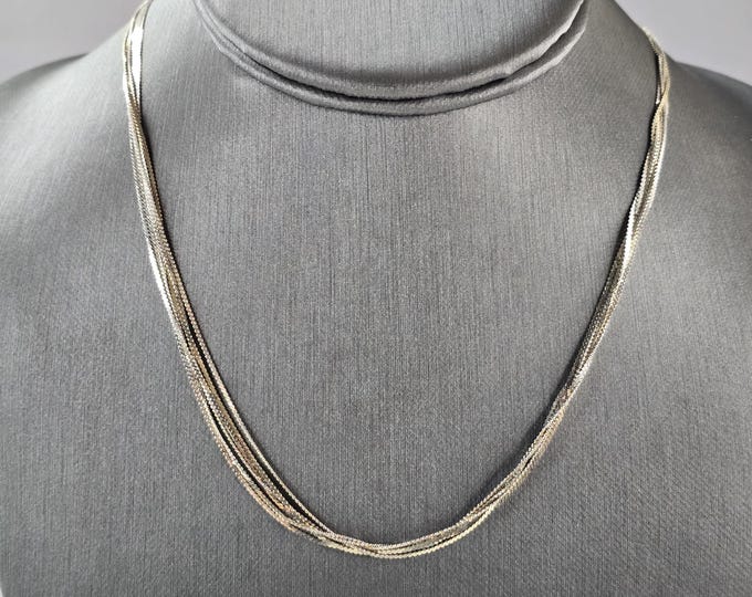 Womens Vintage Estate Sterling Silver Layered Italian Necklace 7.6g E2356