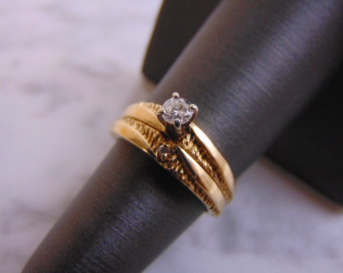 Womens Vintage Estate 14k Gold Diamond Ring Wedding Set 4.9g #E3852
