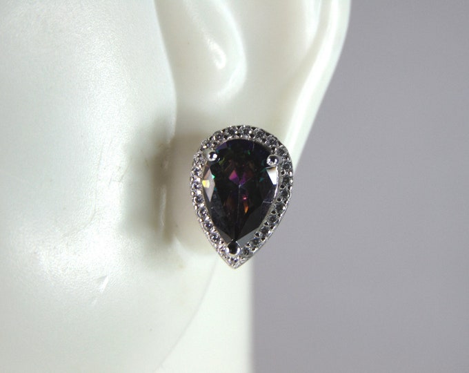 Womens Vintage Estate Sterling Silver Mystic Topaz Earrings 2.6g E1320