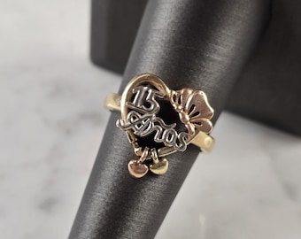 Womens Vintage Estate 14K Multi Tone Gold La Quinceanera Ring 4.7g E4701