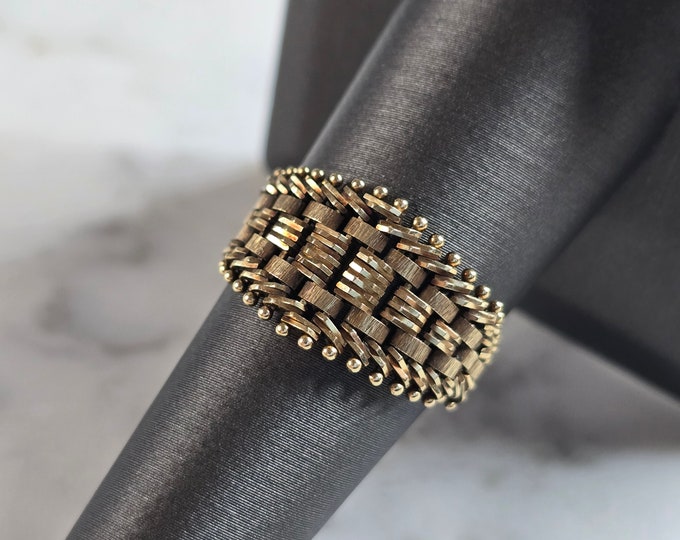 Womens Vintage Estate 14k Yellow Gold Mesh Ring 3.9g E6081