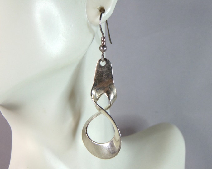 Womens Vintage Estate Sterling Silver Modernist Dangle Earrings 7.7g E820
