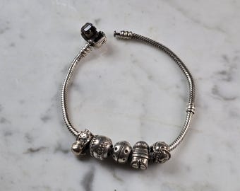 Womens Vintage Estate Sterling Silver Pandora Charm Bracelet 38.4g E5838