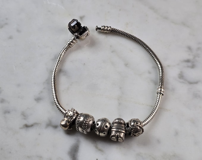Womens Vintage Estate Sterling Silver Pandora Charm Bracelet 38.4g E5838