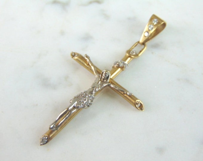 Vintage Estate 10k Gold Religious Crucifix Cross Pendant 3.6g #E4248