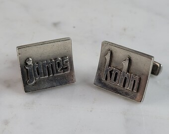 Mens Vintage Estate Sterling Silver James Kohn Cuff Links 19.4g E6382