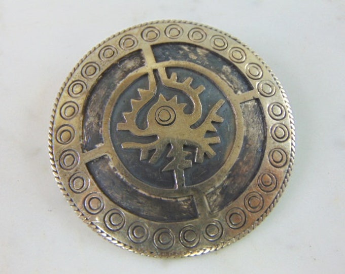 Womens Vintage Estate Sterling Silver Southwestern Brooch 10.5g E875