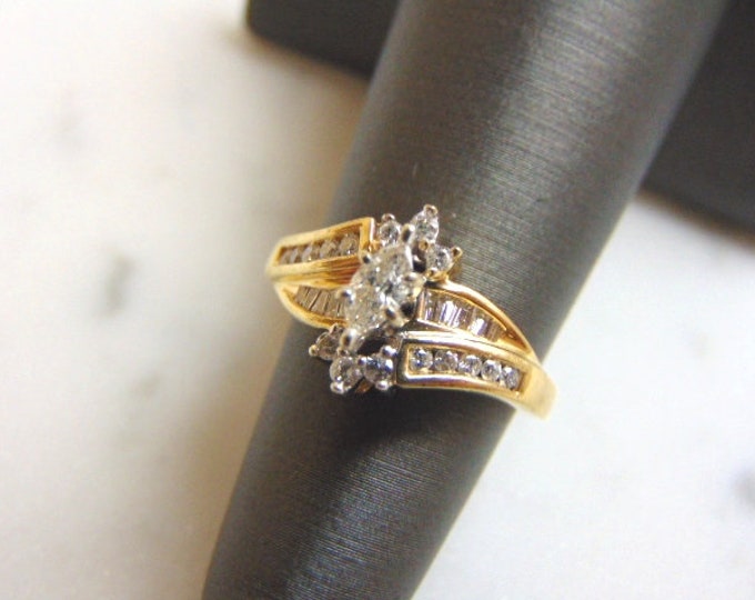 Womens Vintage Estate 14K Yellow Gold Diamond Engagement Ring 4.1g  #E1146