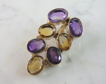 Womens Vintage Estate Sterling Silver Multi Stone Pendant 16.3g E5239