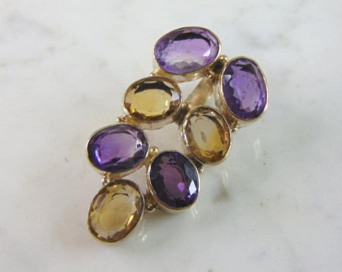 Womens Vintage Estate Sterling Silver Multi Stone Pendant 16.3g E5239