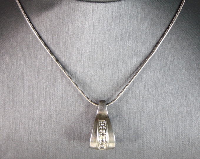 Womens Vintage Estate Sterling Silver Necklace W/ Modernist Pendant 17.6g E1307