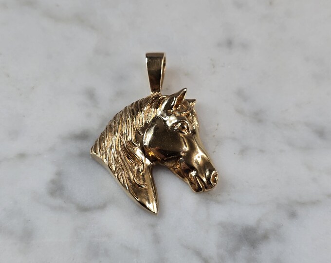 Womens Vintage Estate 14K Yellow Gold Horse Pendant 6.7g E7217