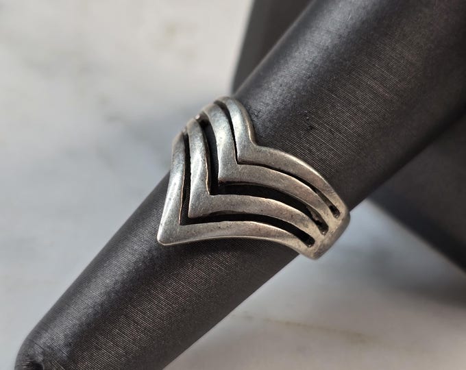 Womens Vintage Estate Sterling Silver Modernist Ring 3.9g E7644