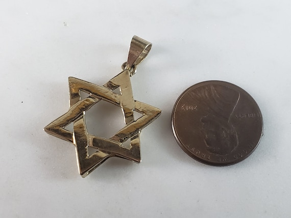 Vintage Estate 18k Gold Judaica Star of David Pen… - image 3