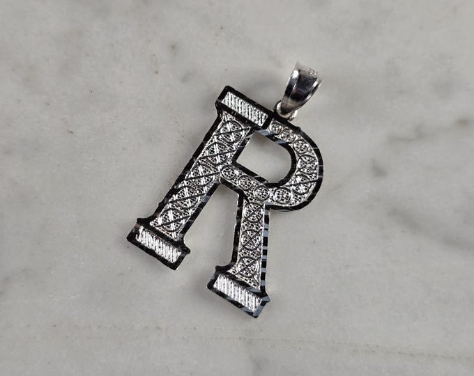 Womens Sterling Silver Initial Letter " R " Pendant 1.4g E4320