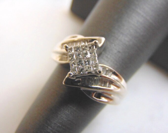 Womens Vintage Estate 14k White Gold Diamond Ring 5.5g  E3336