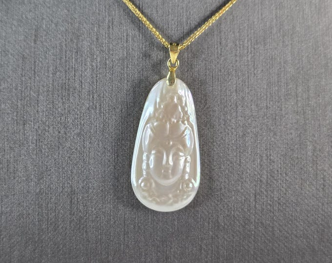 Womens Sterling Silver Gold Tone Chinese Kwan Yin Pendant Necklace 6.0g E3532