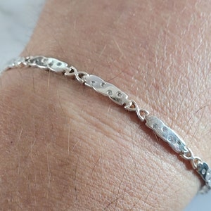 Womens Vintage Estate Sterling Silver Modernist CZ Bracelet 6.6g E5889