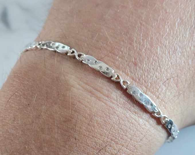 Womens Vintage Estate Sterling Silver Modernist CZ Bracelet 6.6g E5889
