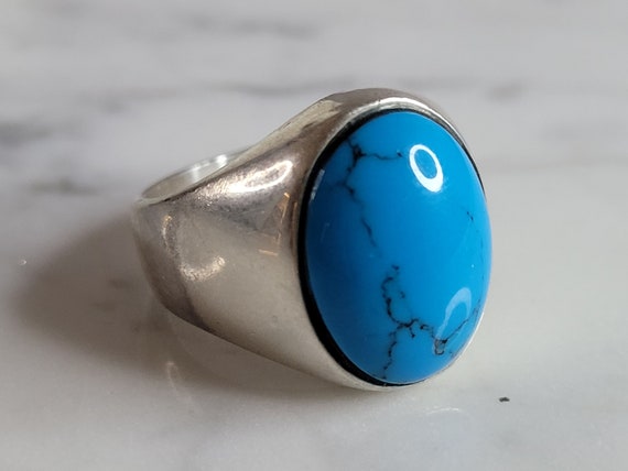 Mens Vintage Estate Sterling Silver Turquoise Mod… - image 4