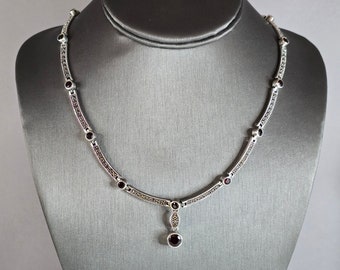 Womens Vintage Estate Sterling Silver Modernist Necklace 36.8g E7638