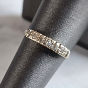 Womens Vintage Estate 14K White Gold Diamond Ring, 2.4g E7445